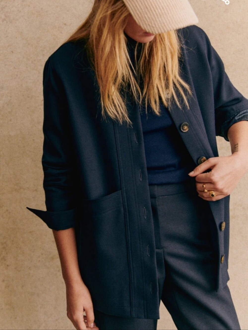 Sezane Navy Blue Will Jacket